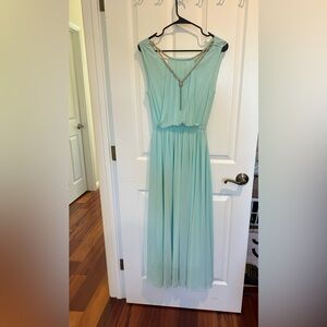 Green long cocktail dress